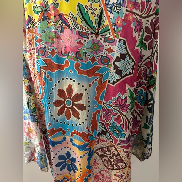 Johnny Was Belinda Silk Tunic XL NWOT multi print silk - Picture 7 of 14